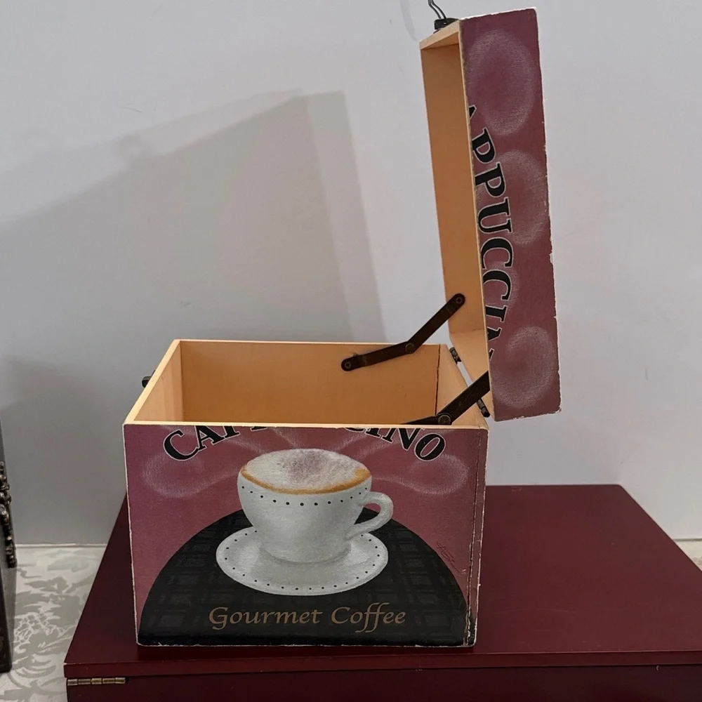 Vintage Gourmet Coffee Storage Box - Espresso and Mocha Design